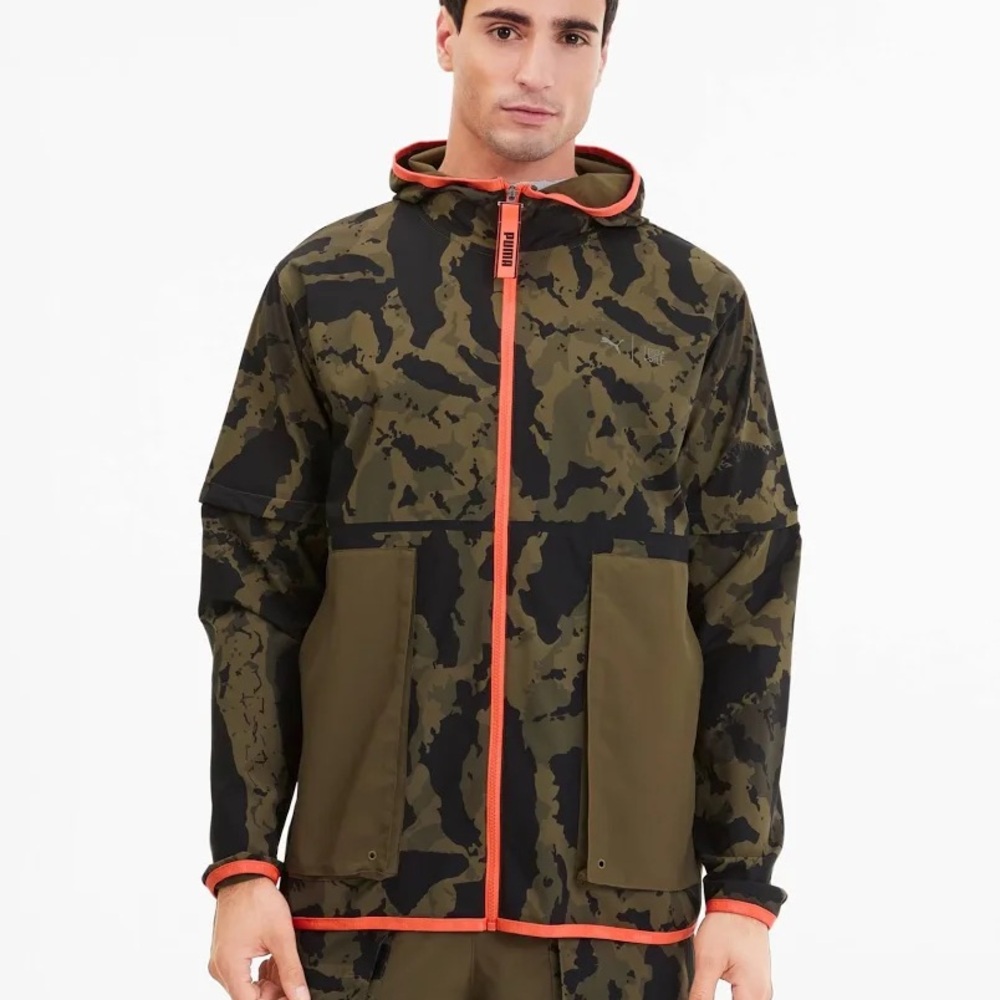 Puma Camouflage Raincoat with Orange Trim